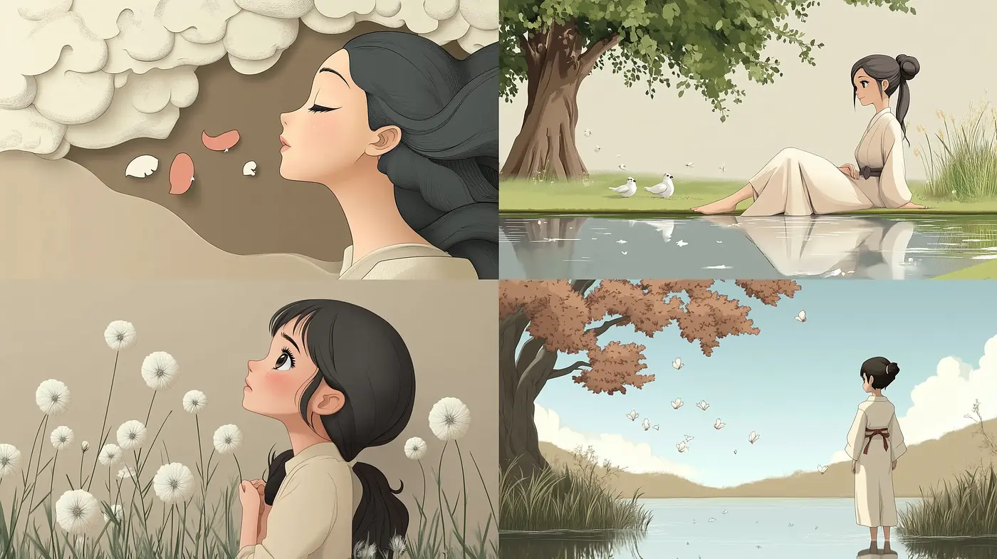 Serene Elegance in Contemporary Pastel Vignettes - Midjourney sref style