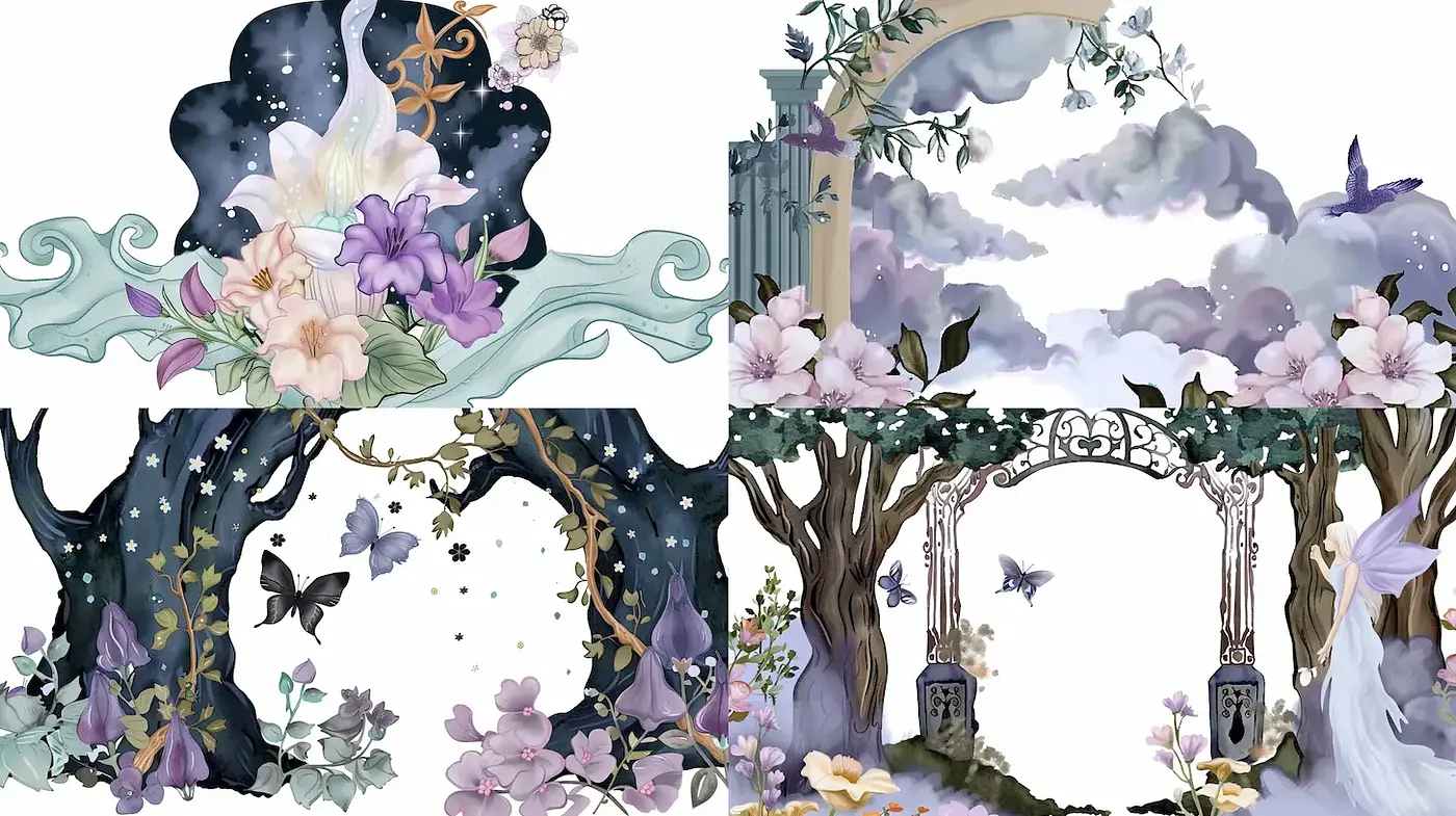 Ethereal and Dreamlike Floral Landscapes with Subtle Mystique - Midjourney sref style