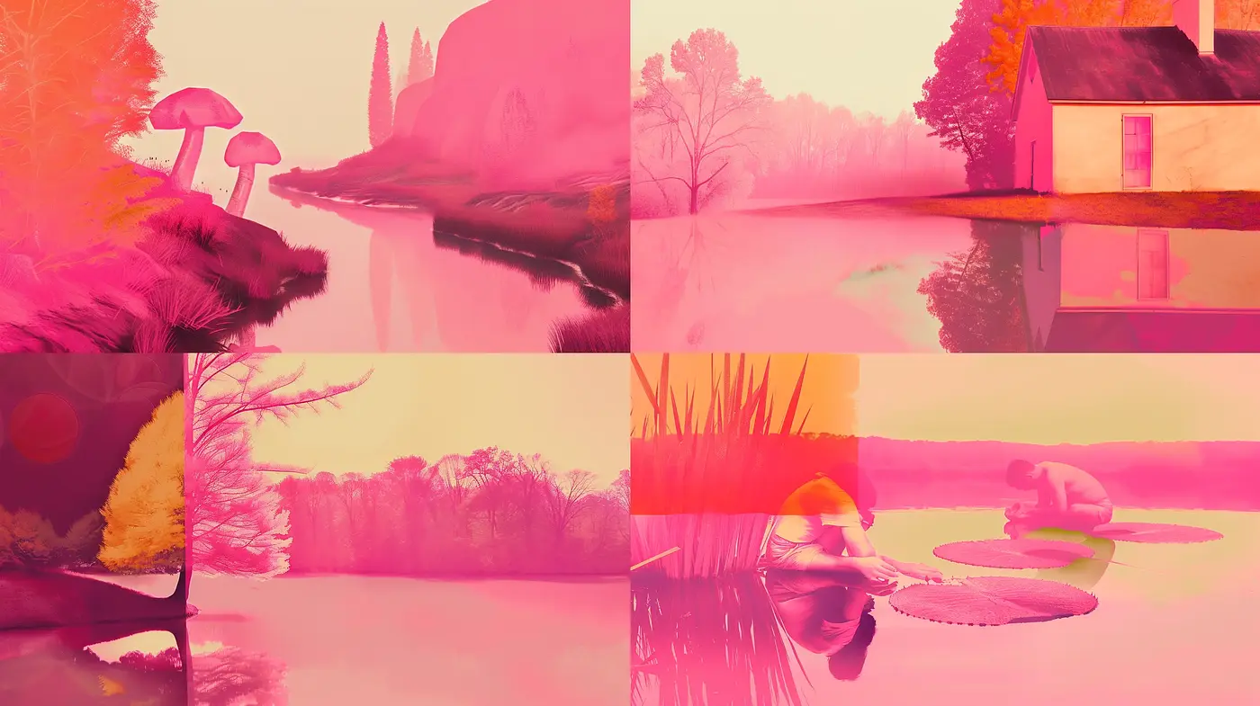 Dreamlike Pastel Panorama: Synthesizing Idyllic Serenity through Tinted Lenses - Midjourney sref style