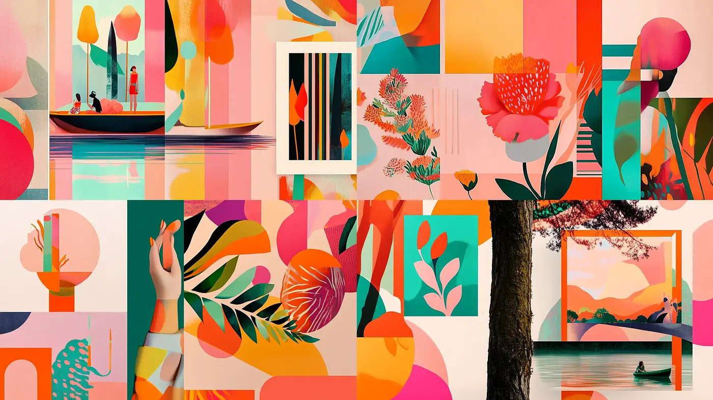 Vibrant Botanical Reverie: A Synthesis of Vivid Hues and Abstract Forms - Midjourney sref style