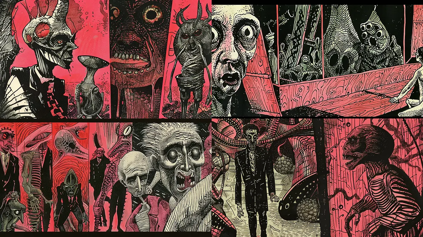 Eerie Macabre Carnival: A Homage to Surreal Gothic Expressionism - Midjourney sref style