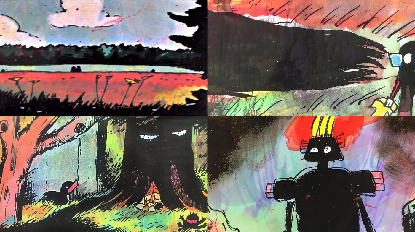 Eclectic Brushwork Fusion with a Nostalgic Comic-Book Vibe - Midjourney sref style