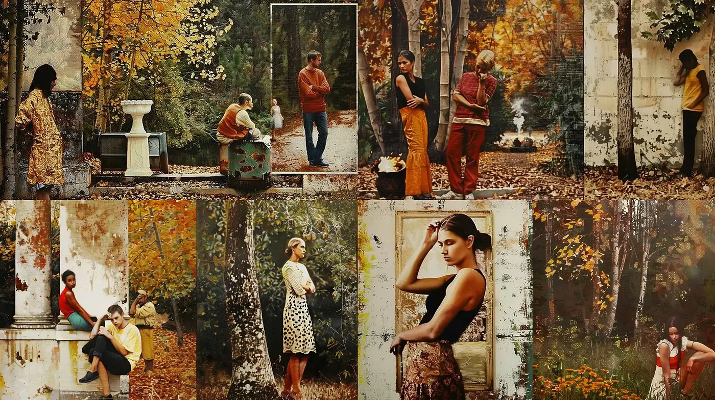 Autumnal Hues and Textured Nostalgia: A Consistent Tapestry of Vintage Essence - Midjourney sref style