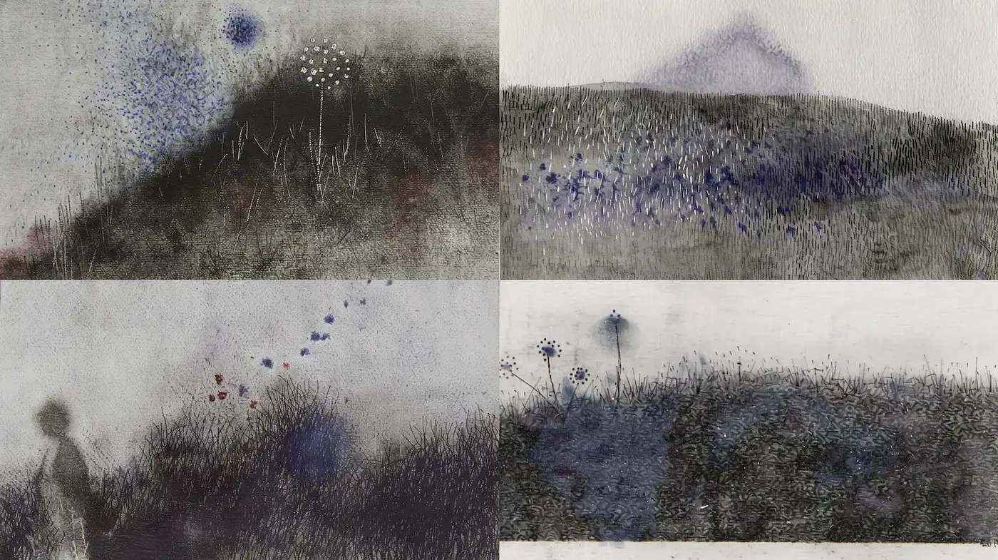 Whimsical and Ethereal Textured Landscape Illustrations - Midjourney sref style