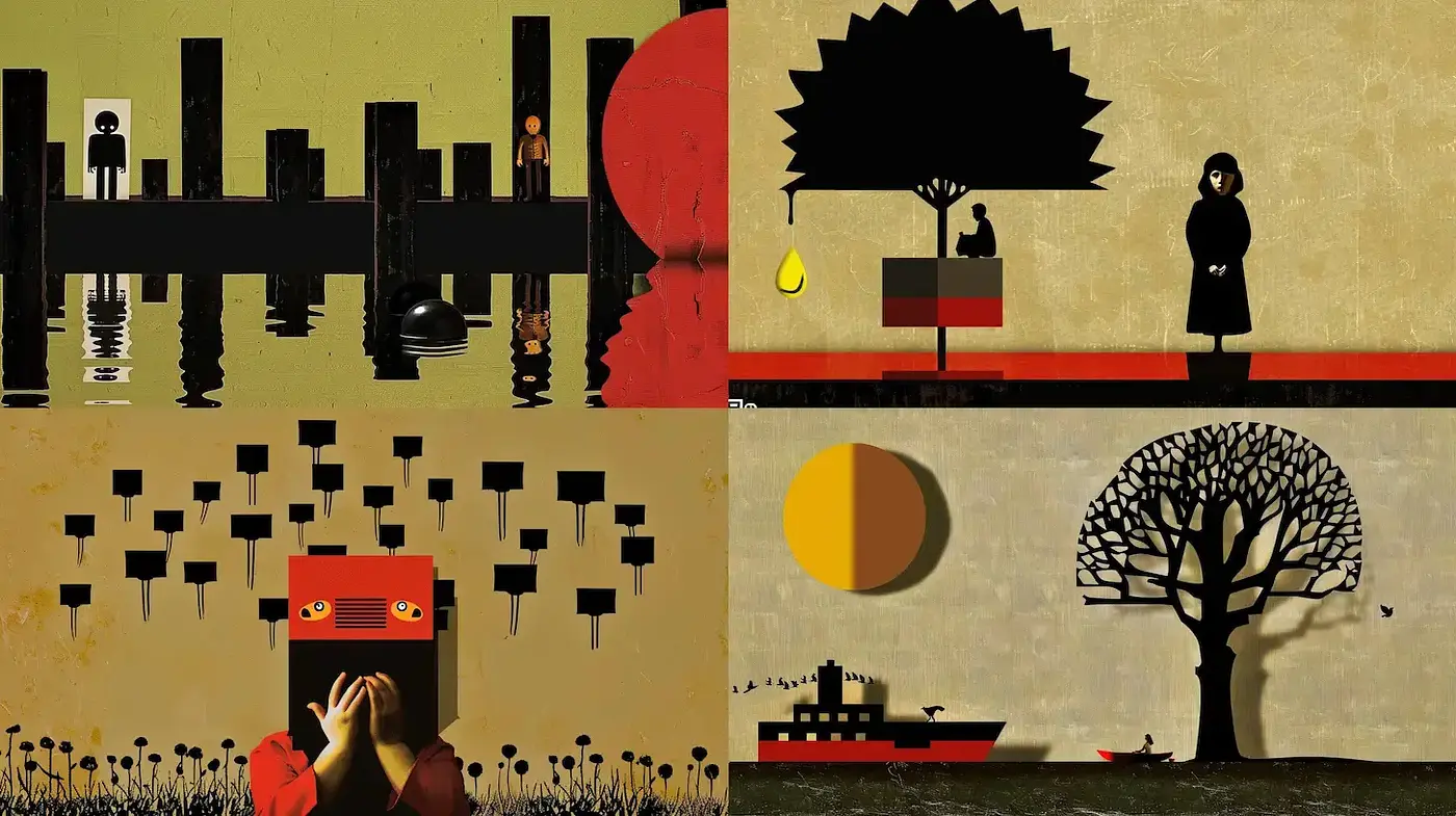 Stylized Minimalist Art with Delicate Textures and Bold Contrasts - Midjourney sref style