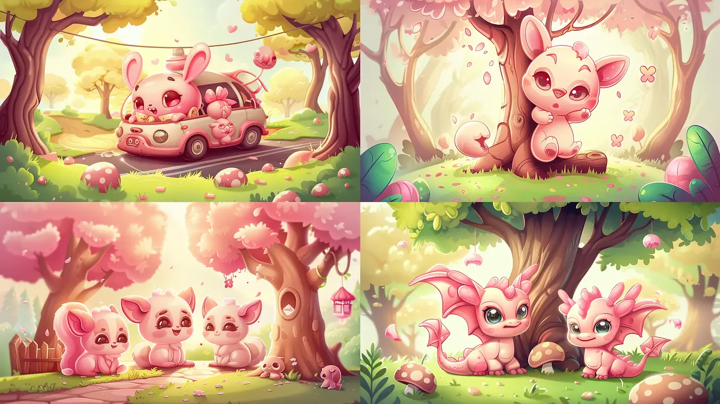 Enchanted Pastel Woodland Dreamscapes - Midjourney sref style