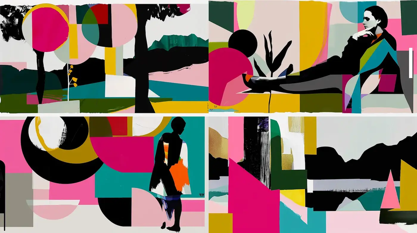 Vibrant Abstract Composition with Geometric Influence - Midjourney sref style
