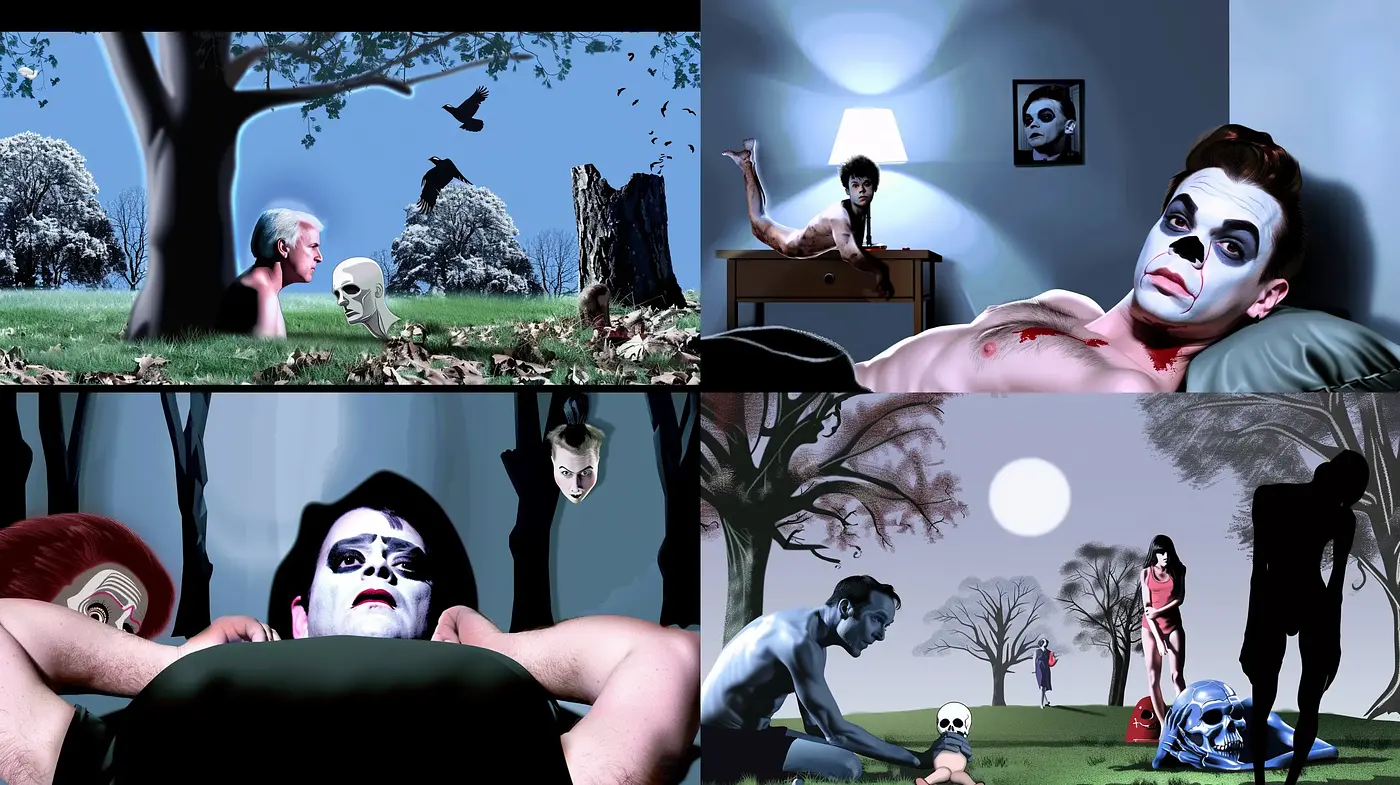Nocturnal Elegance in Surrealist Portraiture - Midjourney sref style