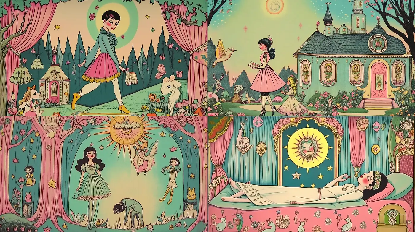 Enchanted Storybook Whimsy: A Tapestry of Vintage Dreams and Fairy Tales - Midjourney sref style