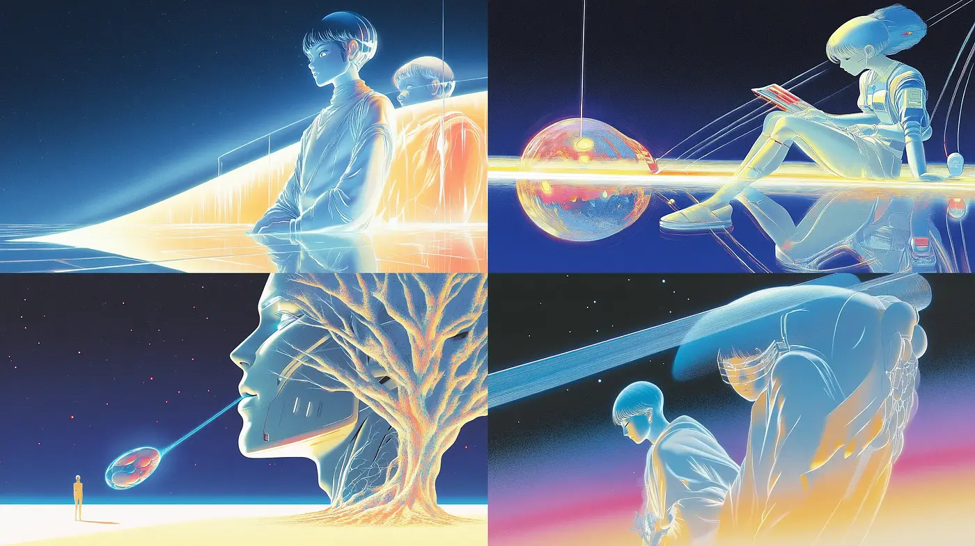 Futuristic Neon Dreamscape with Ethereal Overtones - Midjourney sref style