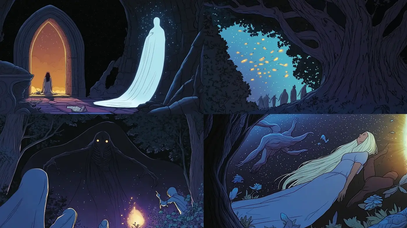 Ethereal Nocturne: A Mystical Dance of Color and Light in Animation - Midjourney sref style