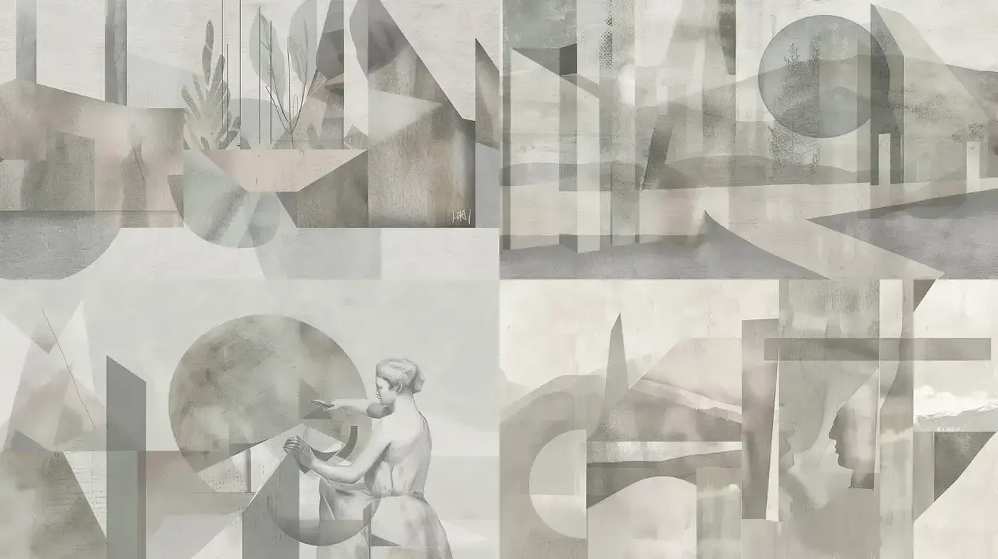Abstract minimalism with subtle nuances of form and figure - Midjourney sref style