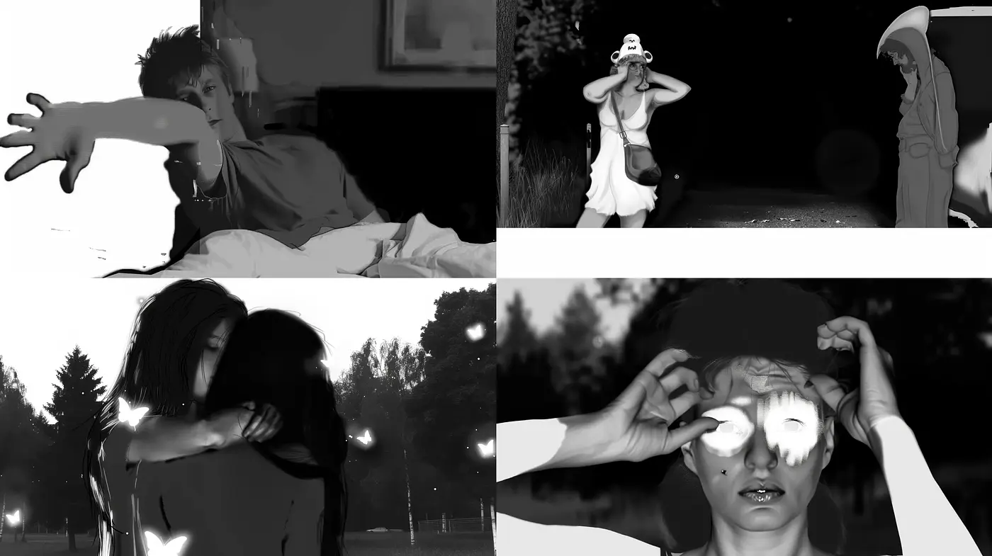 Monochromatic Shadowplay: A Study in High-Contrast Cinematic Expressionism - Midjourney sref style