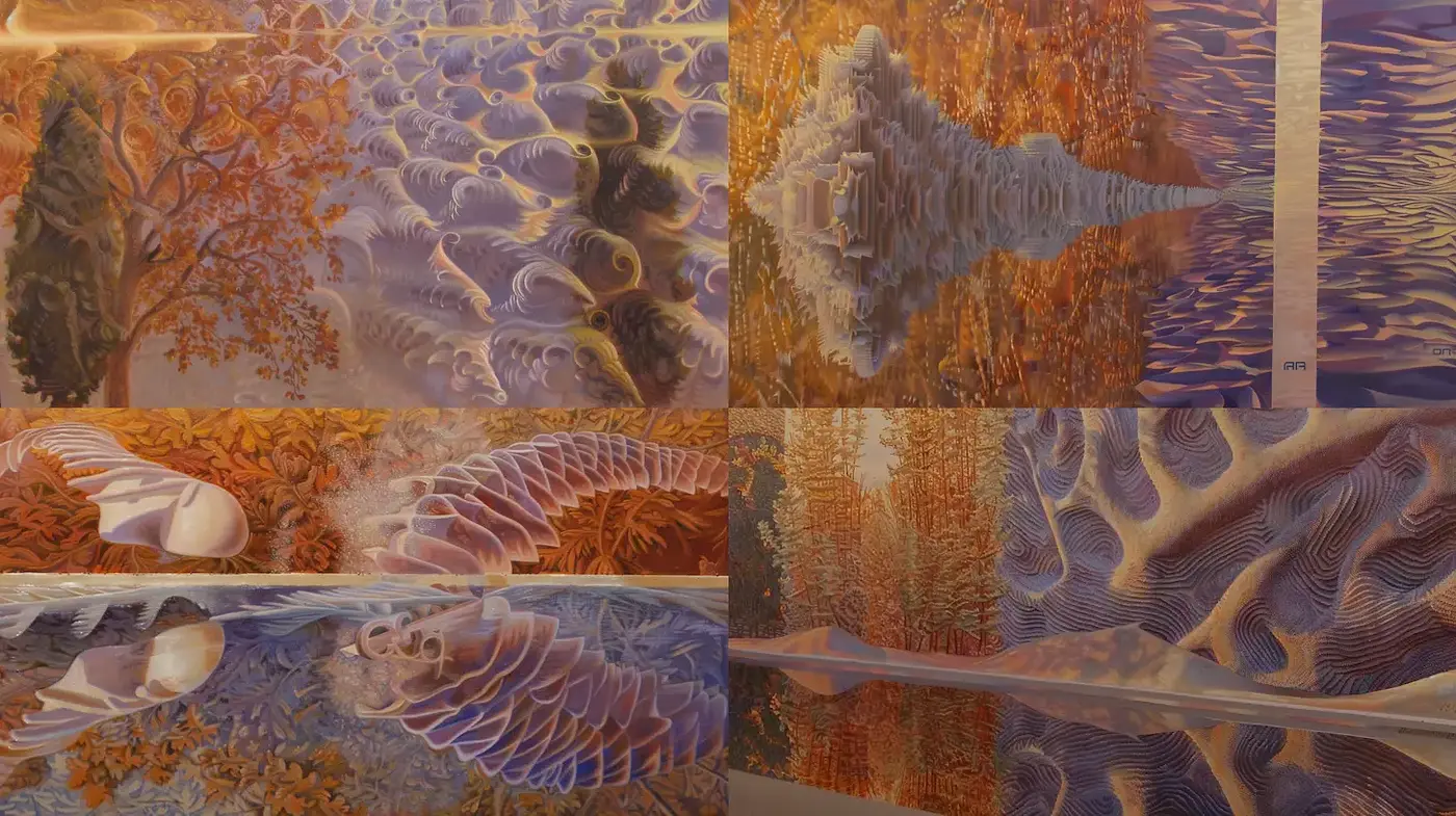 Surreal and dreamlike landscapes with vibrant textures - Midjourney sref style