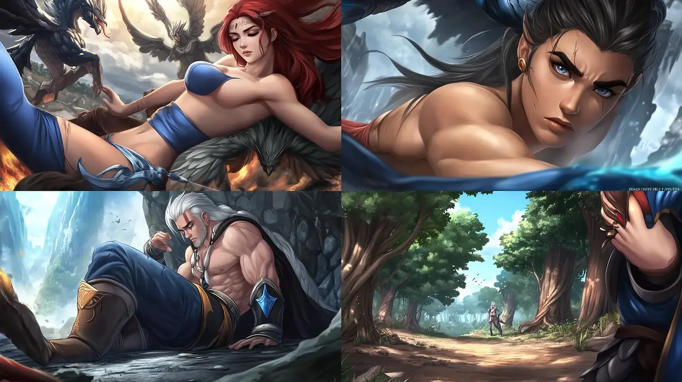 Epic Fantasy Art with Dynamic Heroic Figures and Rich Environments - Midjourney sref style