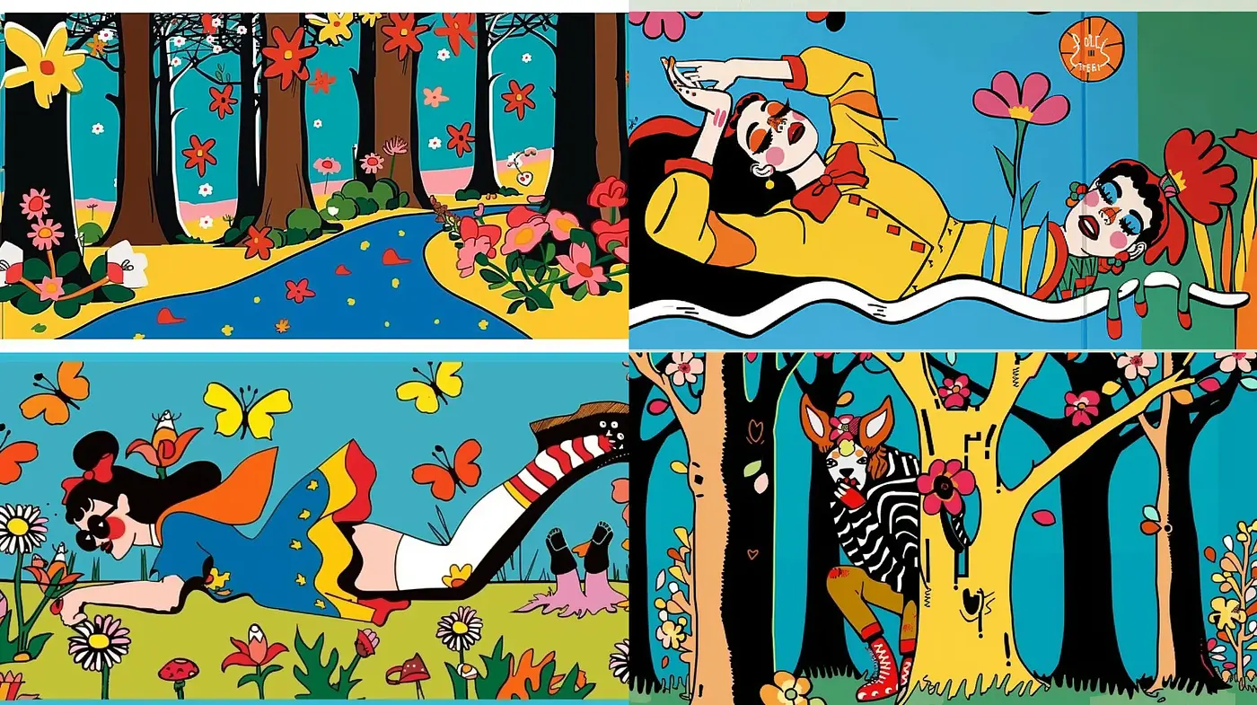 Whimsical Cartoon Nostalgia in Vivid Storybook Illustration - Midjourney sref style