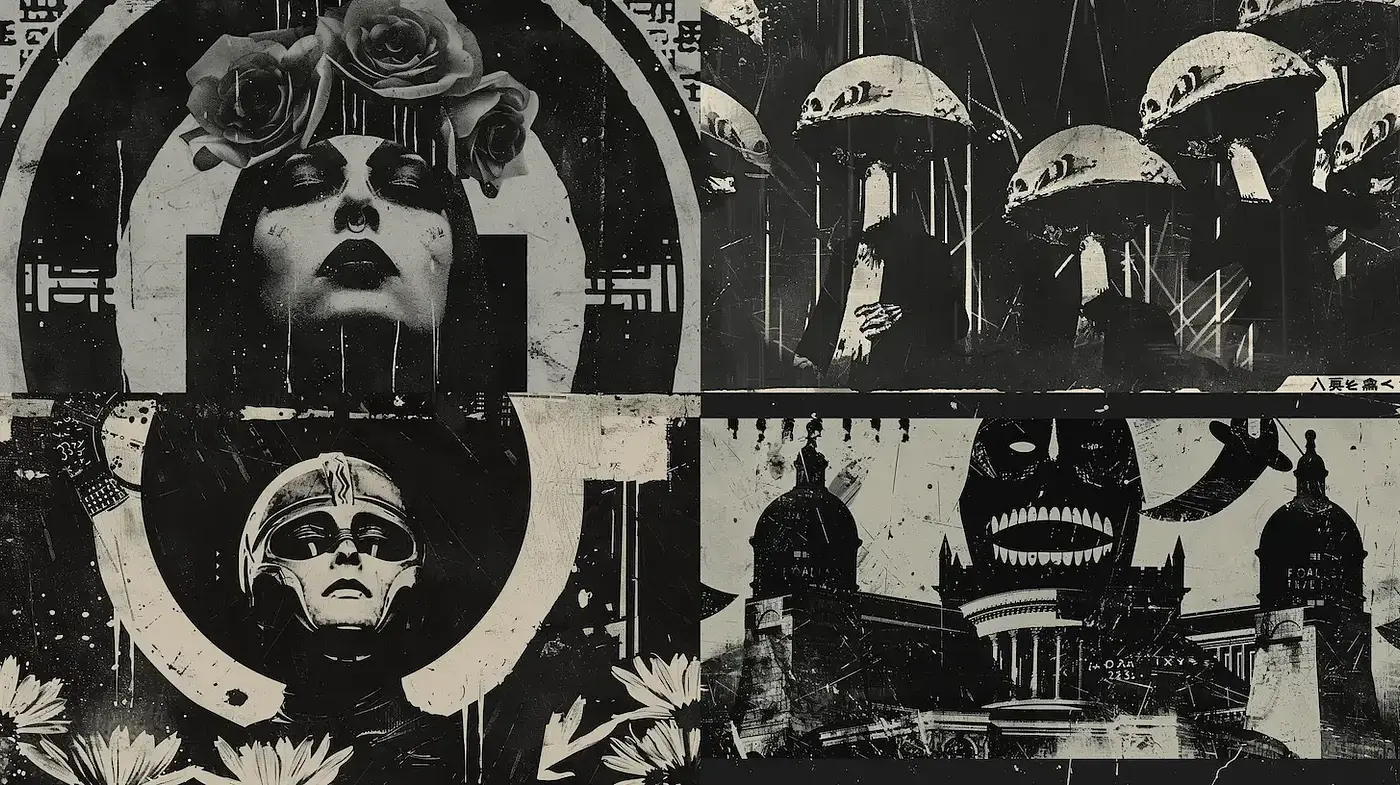 Dramatic and Dark Artistic Style with Influential Elements - Midjourney sref style