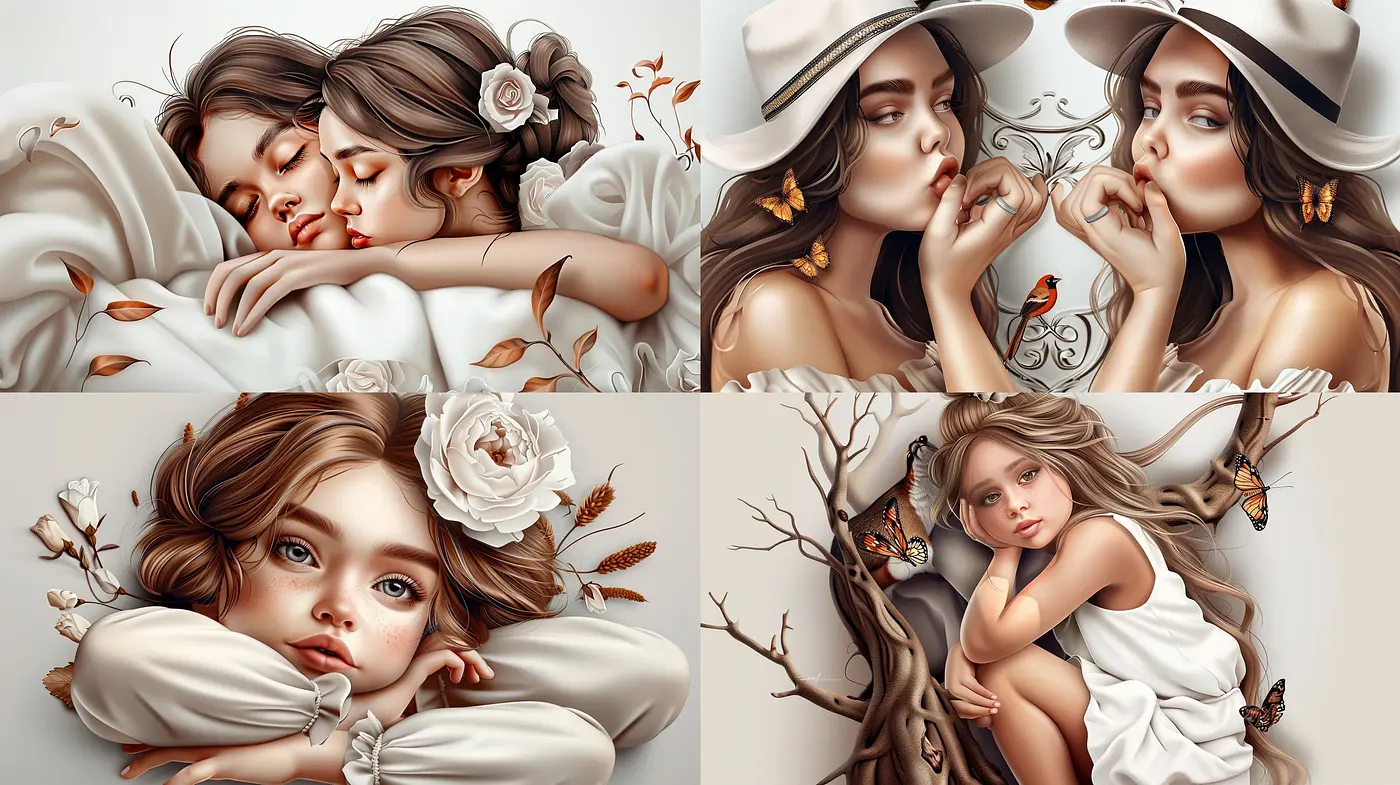 Contemporary Romanticized Realism with a Pastel Palette and Botanical Overtones - Midjourney sref style