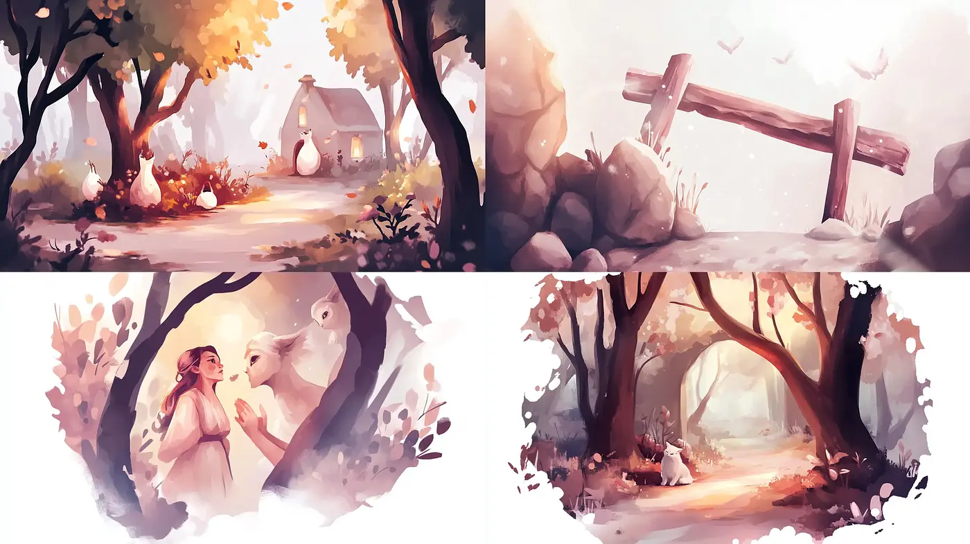 Enchanted Autumnal Reverie: A Consistent Watercolor Dreamland - Midjourney sref style
