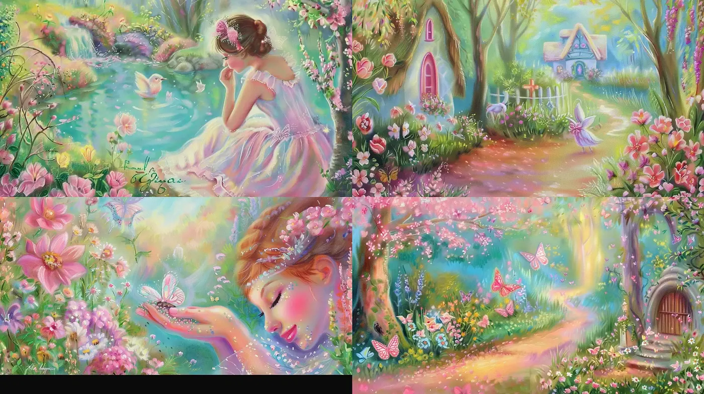 Enchanted Pastel Dreamscape: A Tapestry of Serene Whimsy - Midjourney sref style