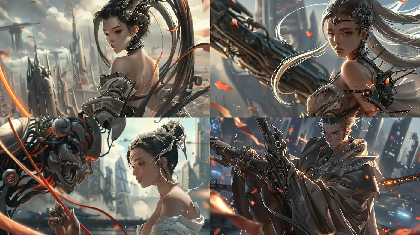 Futuristic Elegance meets Neo-Classic Oil Painting - Midjourney sref style