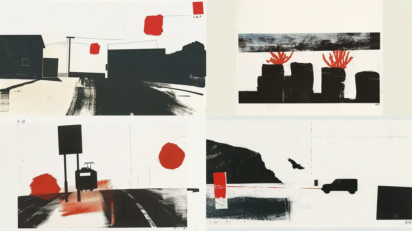 Bold and Minimalist Abstract Composition with a Striking Color Contrast - Midjourney sref style