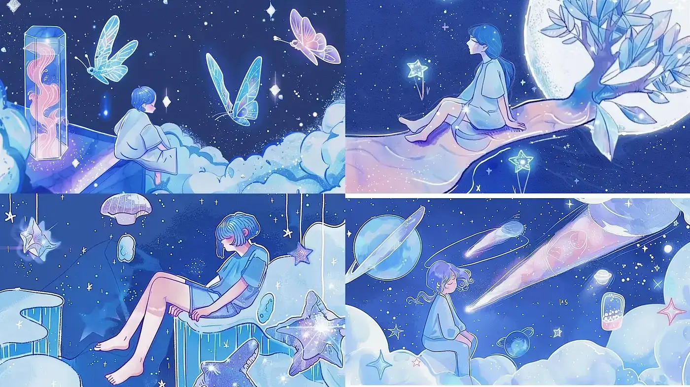 Ethereal Dreamscape with Starlit Whimsy and Pastel Hues - Midjourney sref style