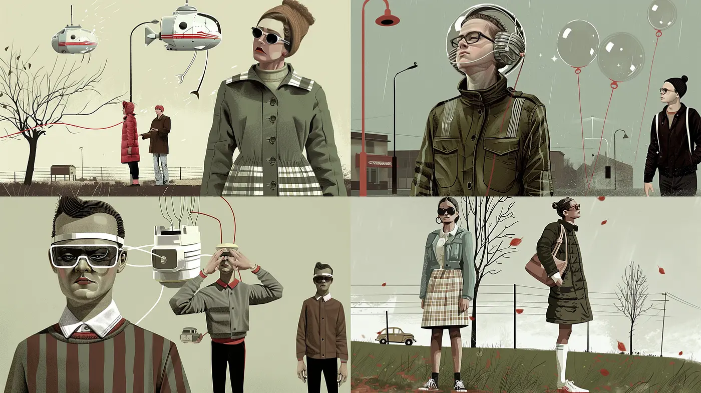 Retrofuturistic Reverie: A Harmonized Blend of Vintage and Sci-Fi Aesthetics - Midjourney sref style