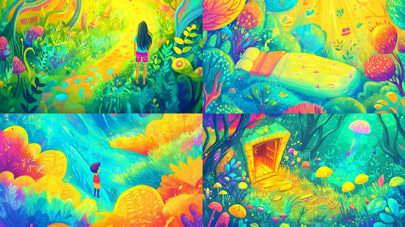 Vibrant Dreamscape Fusion - Midjourney sref style