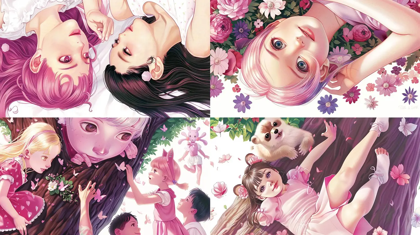 Serene Blossom Dreamscape: An Anime-Inspired Synthesis of Florals and Soft Hues - Midjourney sref style