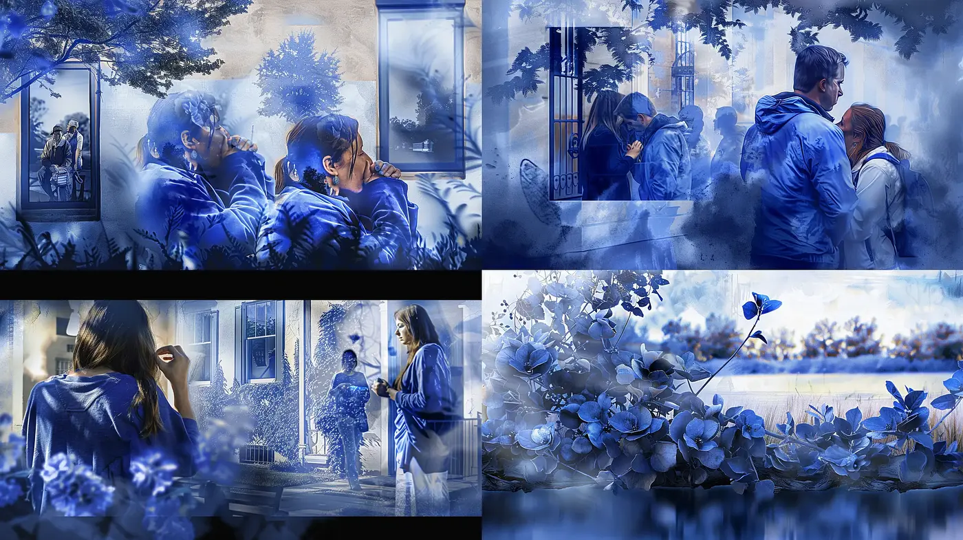 Ethereal Indigo Brushstrokes Conveying Serenity and Introspection - Midjourney sref style