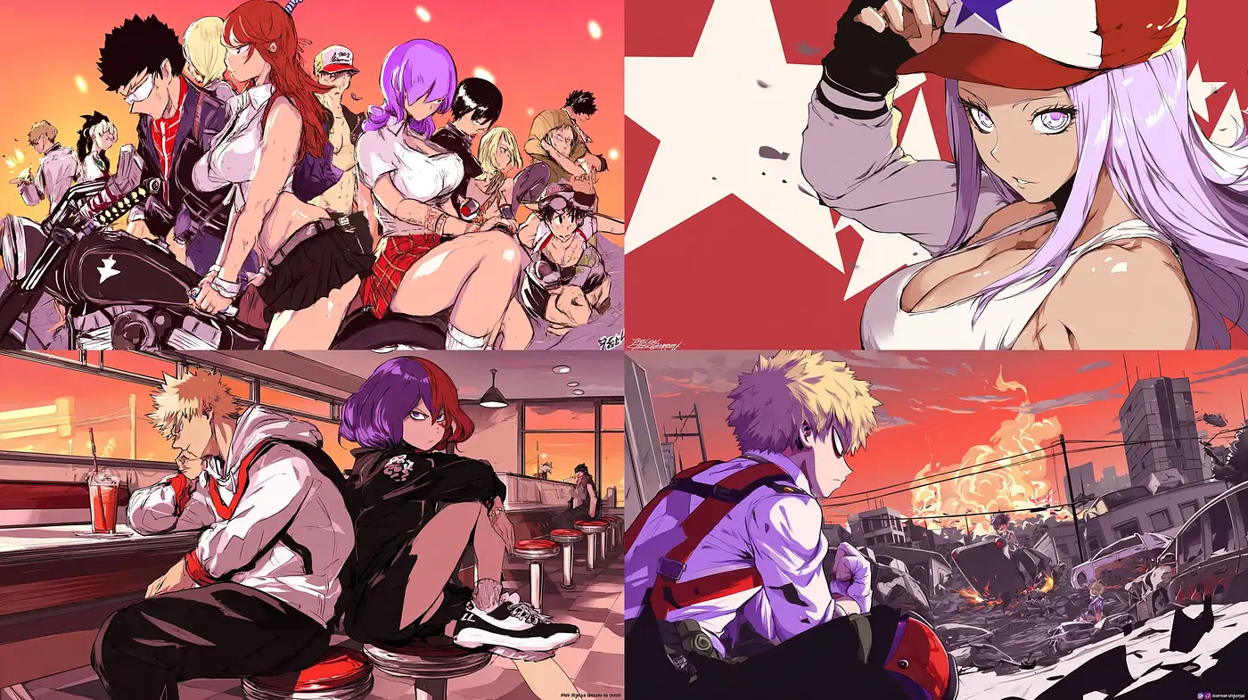Dynamic and vibrant digital art with anime influence - Midjourney sref style