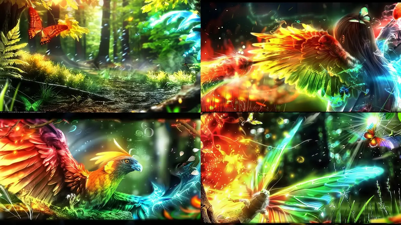 Vibrant Luminescence: A Fusion of Natural and Fantastical Elements - Midjourney sref style
