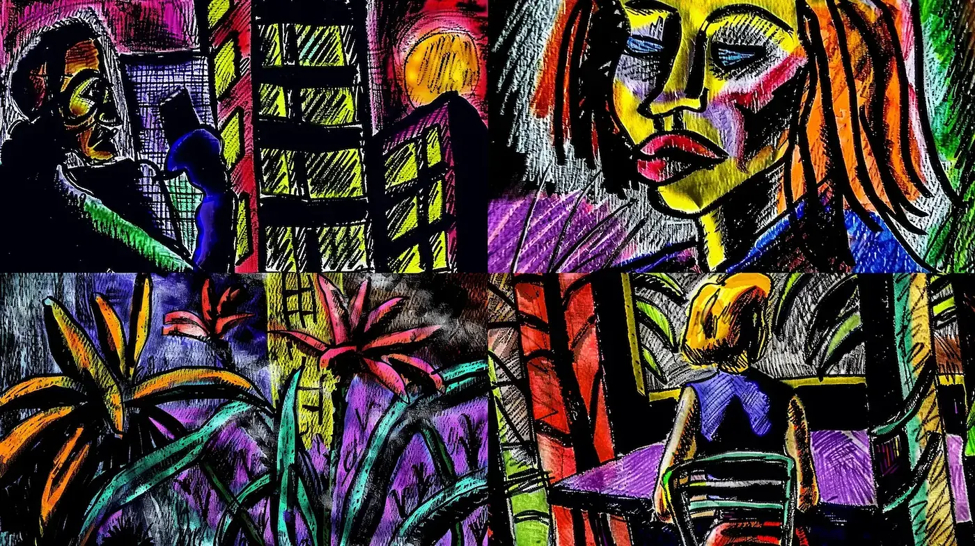 Bold and Expressive Colorful Scenes with a Contemporary Edge - Midjourney sref style