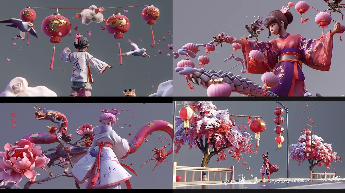 Culturally rich and whimsical illustration with cohesive elements - Midjourney sref style