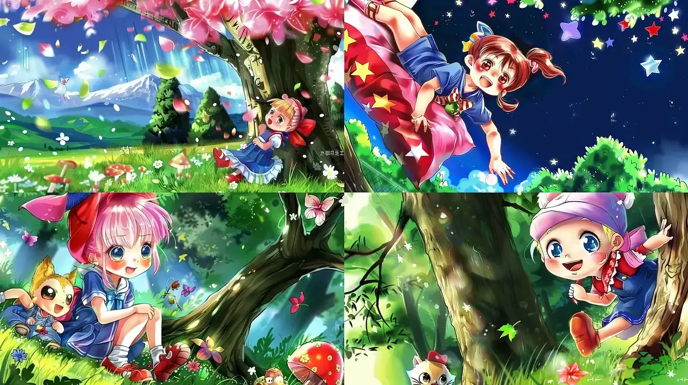 Whimsical and Vibrant Children’s Fantasy Landscape - Midjourney sref style