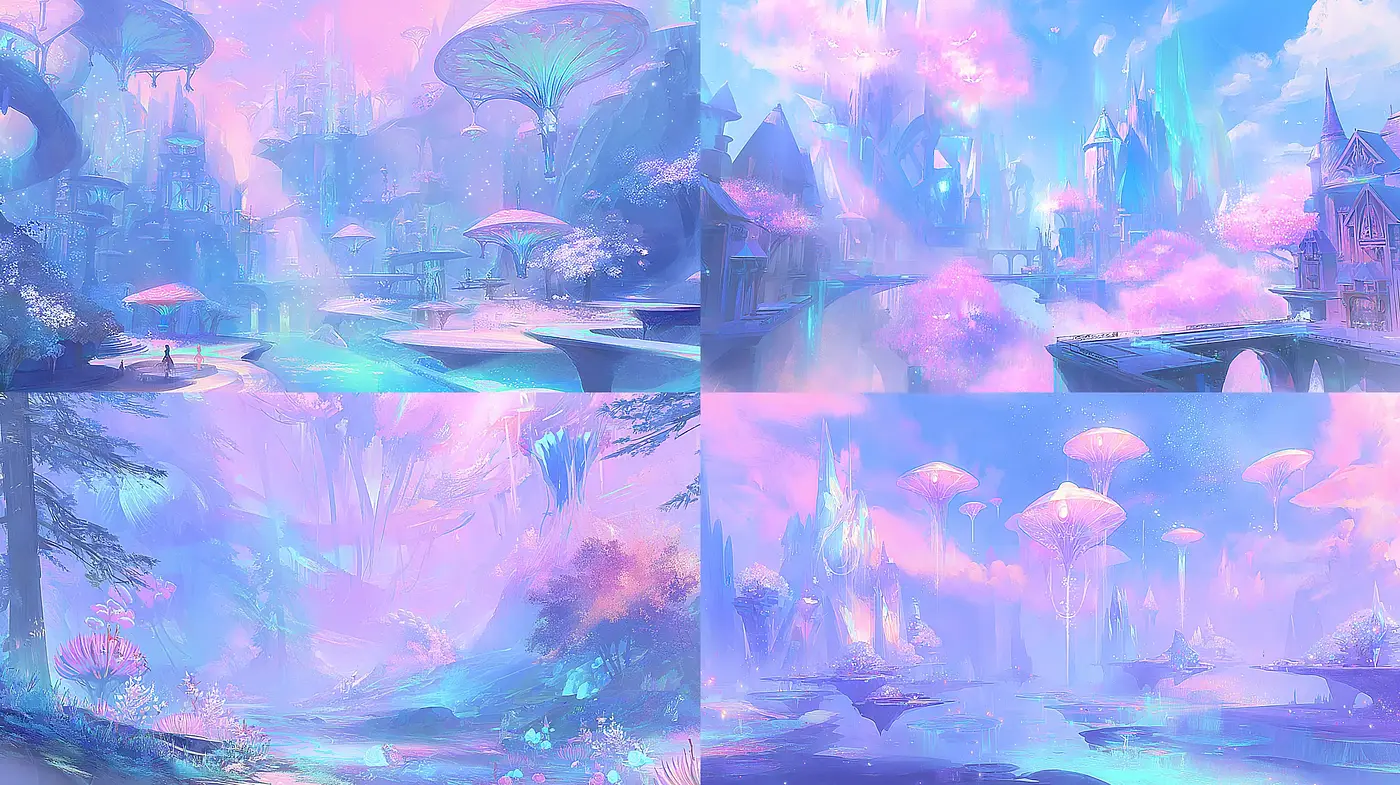 Dreamlike Enchanted Landscapes with Ethereal Elements - Midjourney sref style