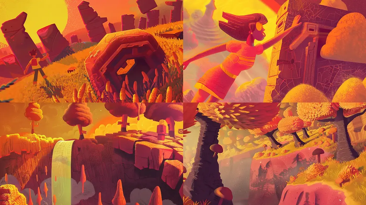 Vibrant Fantasy Landscapes with a Whimsical Touch - Midjourney sref style