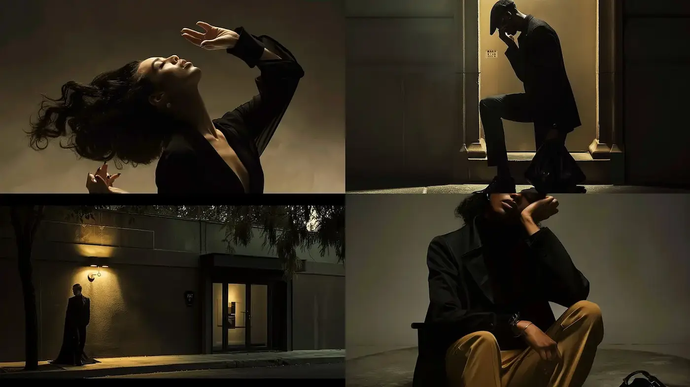 Moody Cinematic Aesthetic with Strong Shadows and Rich Textures - Midjourney sref style