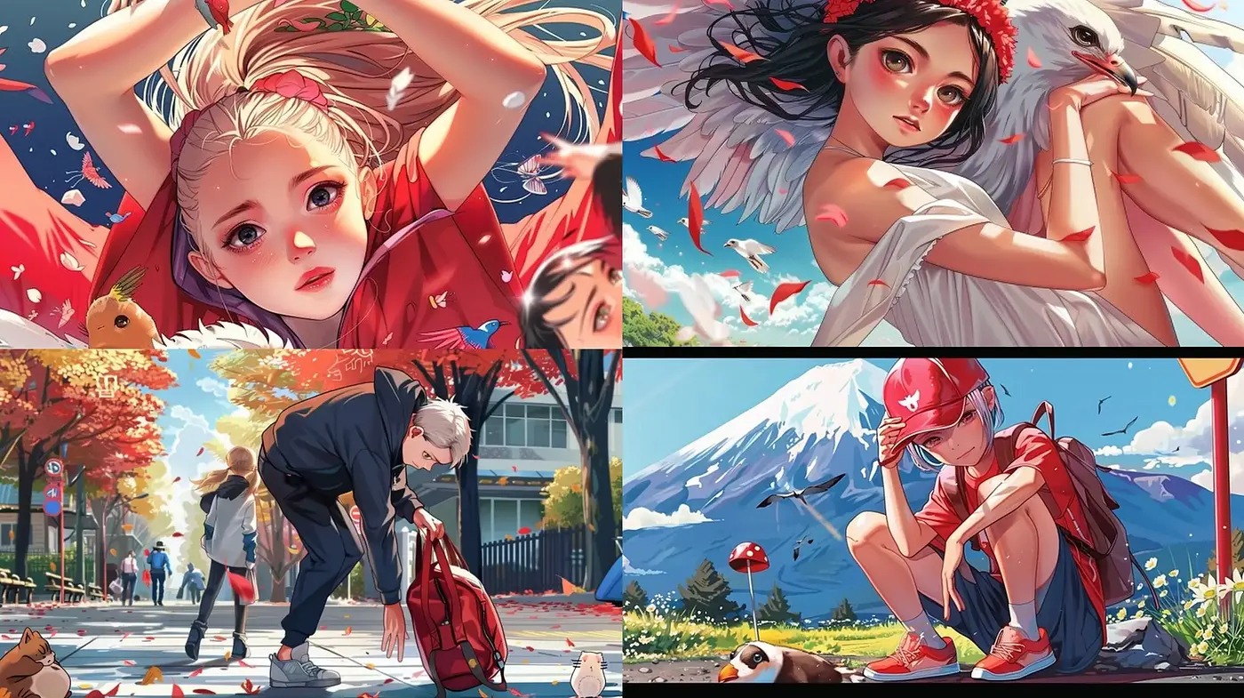 Vibrant Anime-Inspired Dreamscapes with Autumnal Hues - Midjourney sref style