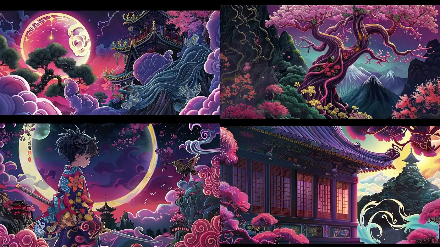 Ethereal Dreamscape with Fantasy Orient-Inspired Imagery - Midjourney sref style