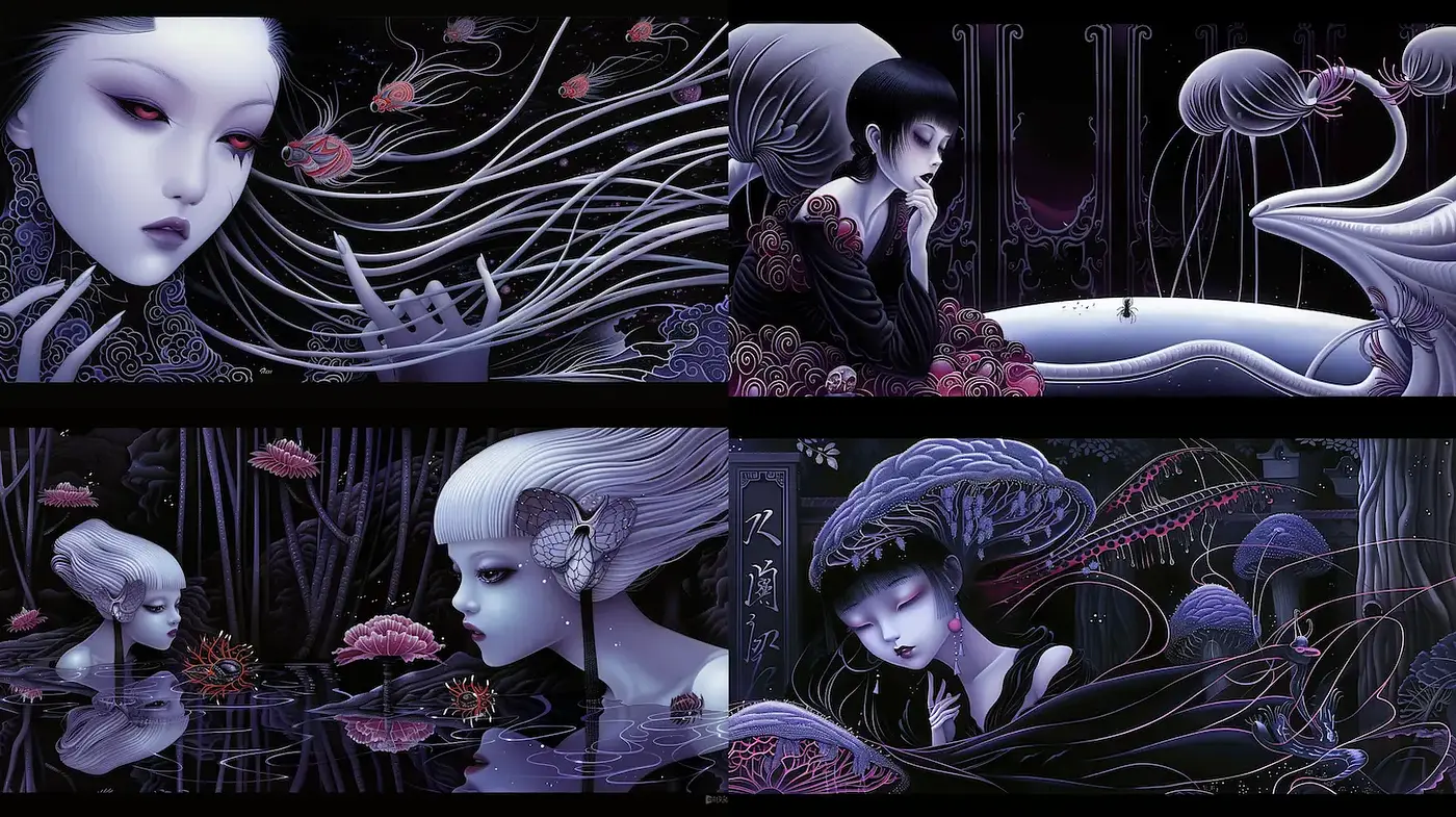 Ethereal and Enigmatic Aesthetic with a Fusion of Organic and Artistic Elements - Midjourney sref style