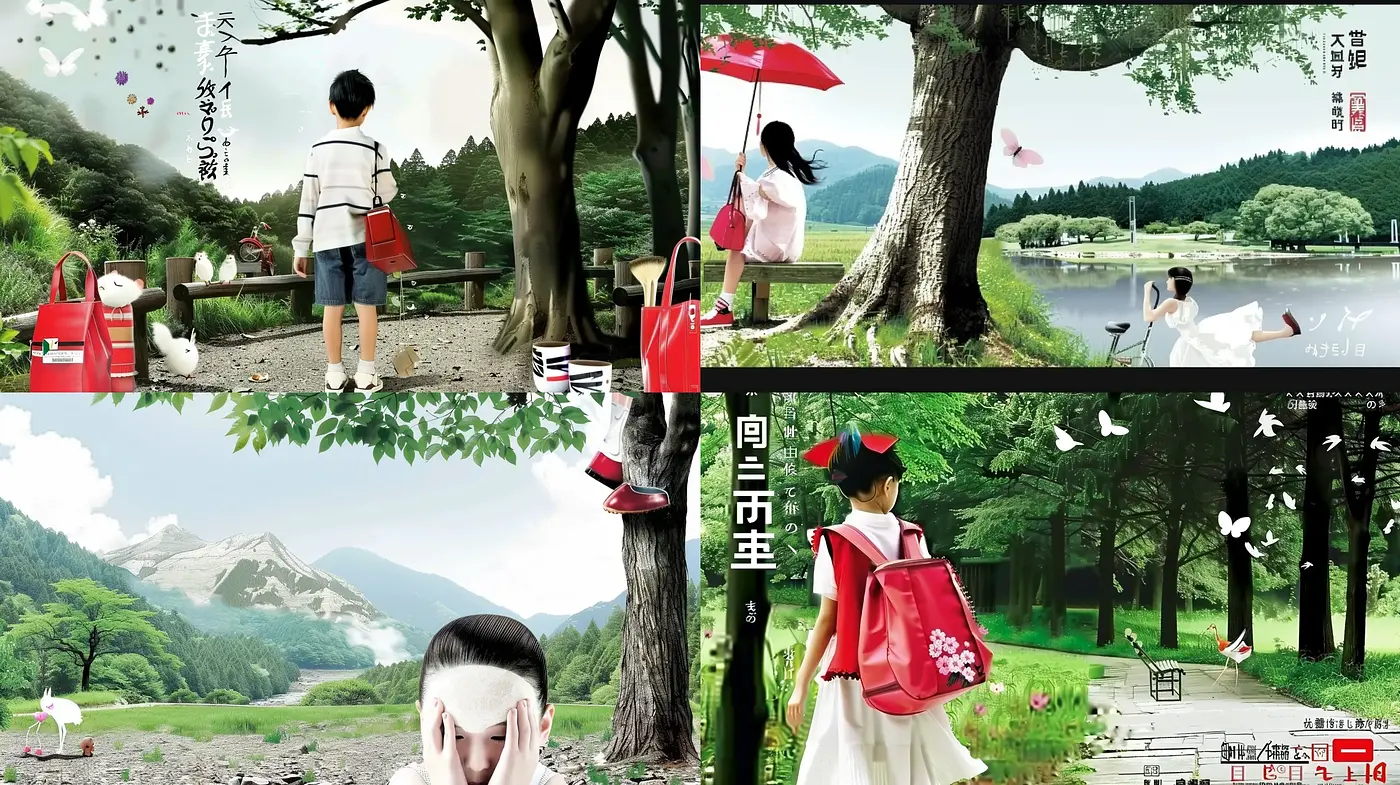 Idyllic Serenity: A Confluence of Anime Elegance and Pastoral Charm - Midjourney sref style