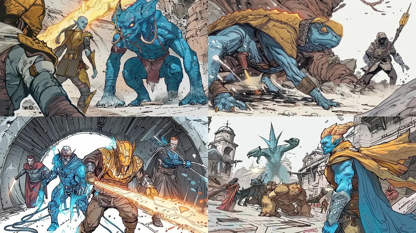 Epic Saga of Sci-Fi and Fantasy: A Fusion of Dynamic Brushwork and Muted Tones - Midjourney sref style