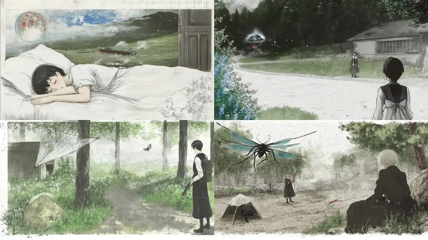Ethereal Anime-Inspired Pastoral Scenes - Midjourney sref style