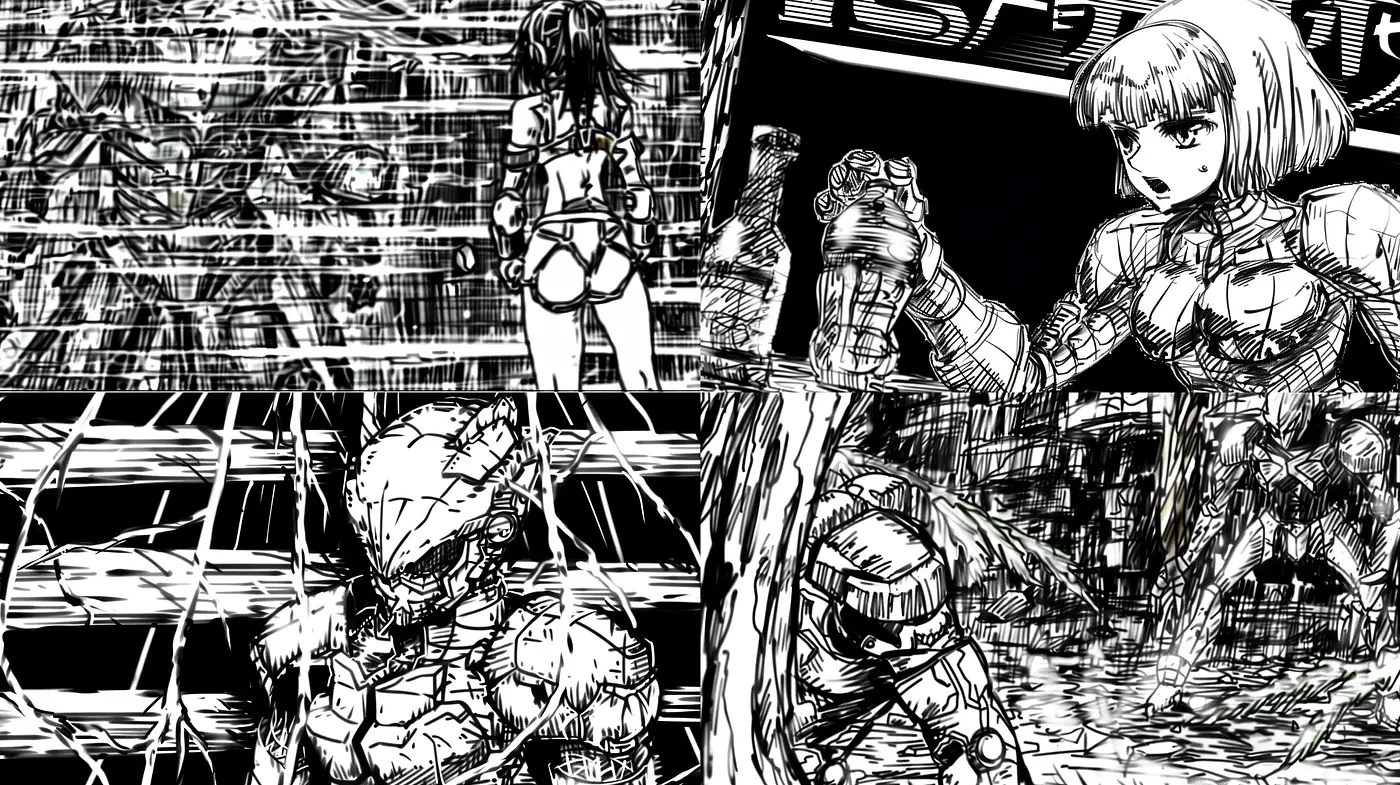 Monochromatic Ink Sketch: Stylized Anime-Inspired Artistic Expression - Midjourney sref style