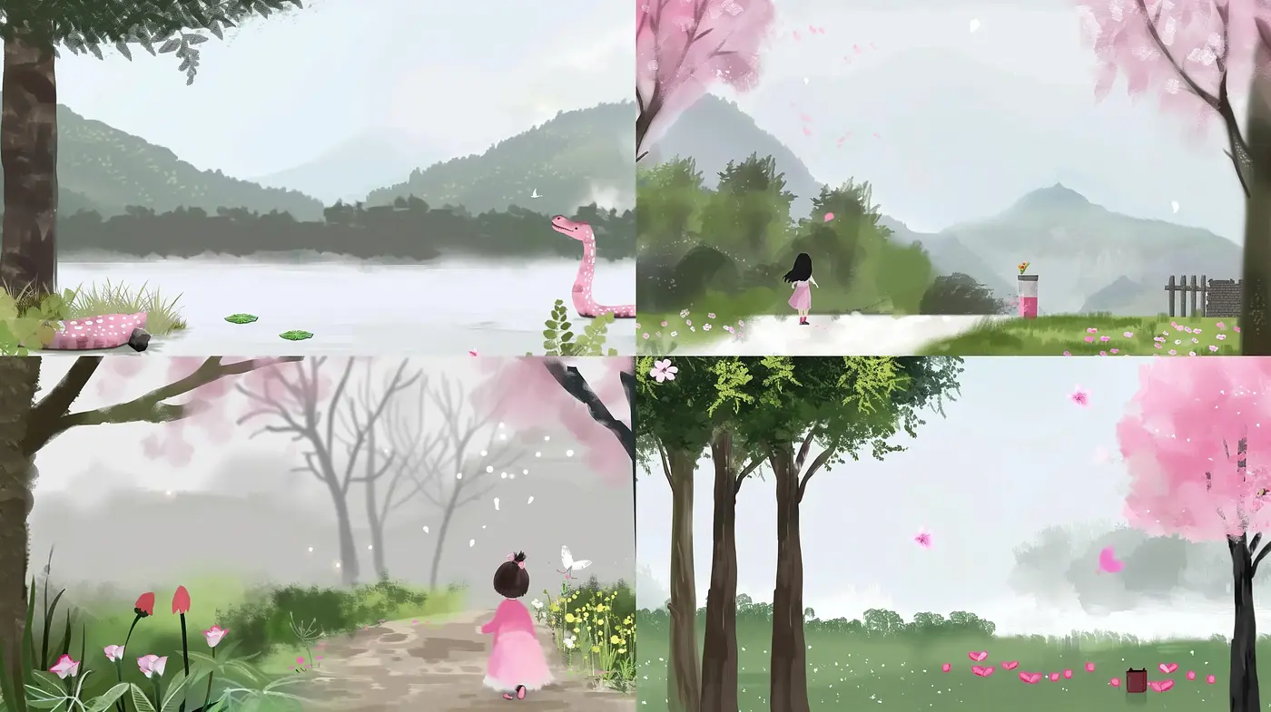 Serene Pastoral Vistas: A Homage to Tranquility in Digital Brushwork - Midjourney sref style
