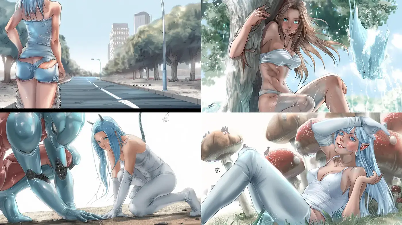 Cohesive Fantasy Illustrations with a Modern Touch and Ethereal Vibes - Midjourney sref style