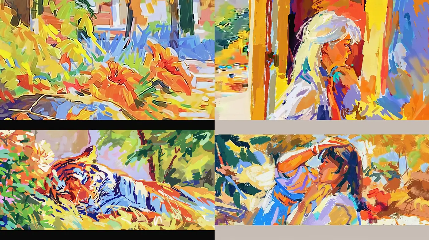 Vibrant Brushstroke Harmony: A Fusion of Colors and Dynamism in Painting - Midjourney sref style