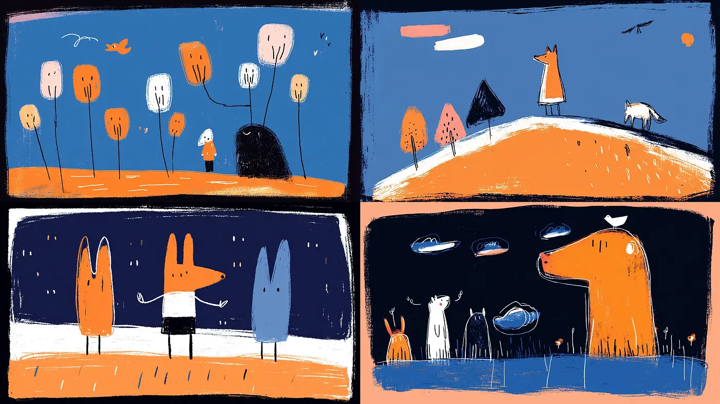 Vibrant and Playful Illustration Style with a Whimsical Touch - Midjourney sref style